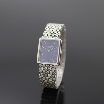 PATEK PHILIPPE seltene Damenarmbanduhr Referenz 4224-3 in WG 750/000, Schweiz um 1975, Handaufzug, 3-tlg. Geh. am festen Gliederband in WG 750/000, ...