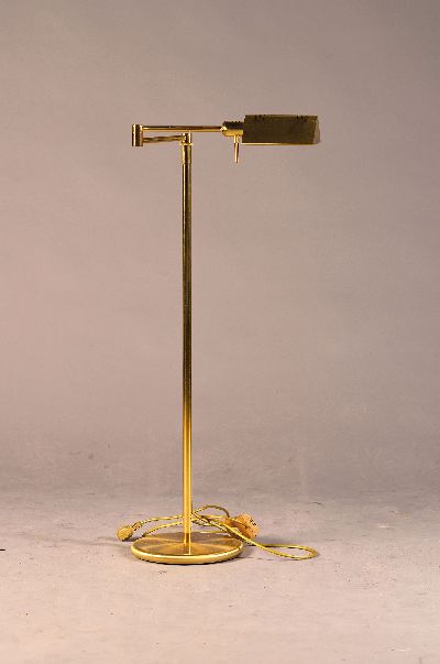 Stehlampe, 80er Jahre, Messing, mit schwenkbarer Lampe, Elektrifizierung nicht geprüft, H. ca. 102 cm