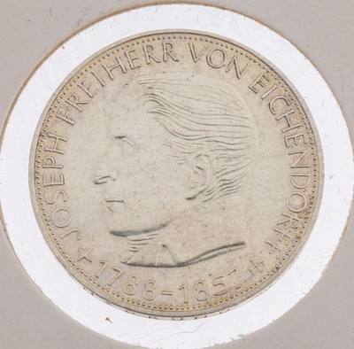 Silbermünze, 5 Mark, Deutschland , 1957, Freiherr von Eichendorff