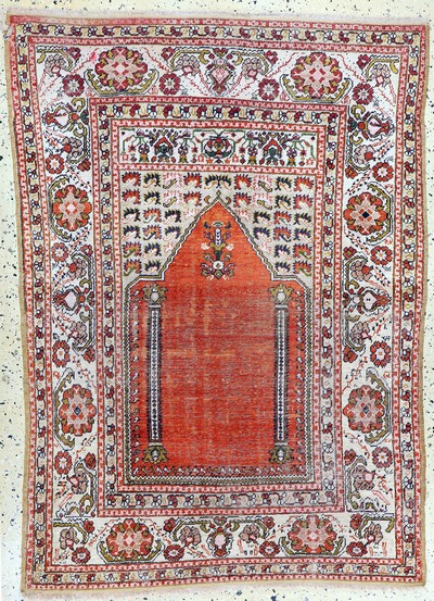 Giordes antik, Türkei, um 1900, merzerisierte Baumwolle, ca. 155 x 110 cm, EHZ: 3(restauriert).
