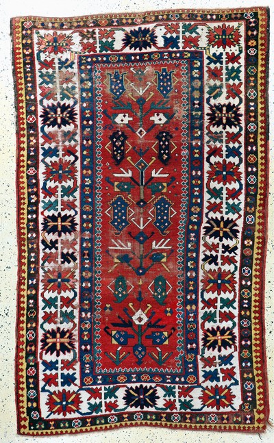 Kazak antik, Kaukasus, 19.Jhd, Wolle auf Wolle, ca. 221 x 135 cm, EHZ: 3, (kleine restaurierungen)