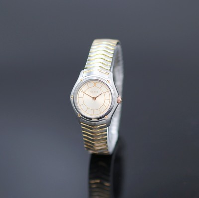 EBEL Classic Damenarmbanduhr Referenz 1256F25, Schweiz um 2000, quarz, Stülpgeh. Edelstahl inkl. orig. Wellengliederband m. dopp. Faltschl., ...