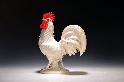 Große Porzellanfigur, Goebel, 20. Jh., roter Kamm, num. CV 103, ca. 35x32 cm