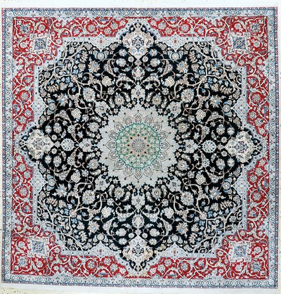 Nain fein(6 La), Persien, Mitte 20.Jhd, Korkwolle mit Seide, ca. 225 x 225 cm, ca. 1,0Mio. Kn/qm, EHZ: 2