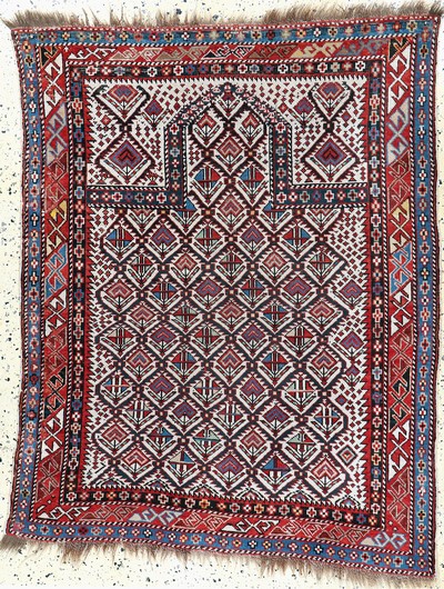 "Dagestan"Gebetsteppich anti, Kaukasus, 19.Jhd, Wolle auf Wolle, ca. 144 x 110 cm, EHZ: 2-3