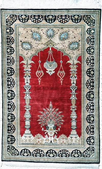 Ghom Seide fein, Persien, Mitte 20.Jhd., reine Naturseide, ca. 213 x 136 cm, EHZ: 2