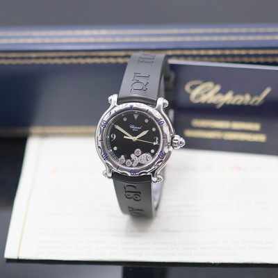 CHOPARD Happy Sport Armbanduhr Referenz 28/8347, Schweiz verk. lt. beil. Zertifikat 01/2000, quarz, Edelstahlgeh. inkl. orig. Kautschukband m. ...