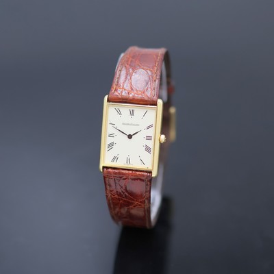Jaeger-LeCoultre Armbanduhr in GG 750/000 Referenz 140.109.1, quarz, Schweiz um 1990, 2-teil. Goldgeh. inkl. orig. Lederband m. orig. GG 750/000 ...