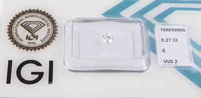 Loser Brillant, 0.27 ct hochfeines Weiß(E)/vvs2, eingeschweißt, IGI-Expertise anbei