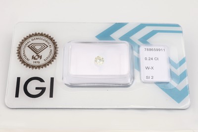 Loser Brillant, 0.24 ct Getönt(W-X)/si2, eingeschweißt, IGI-Expertise anbei