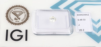 Loser Brillant 0.48 ct l.get.Weiß(J)/vs2, eingeschweißt, IGI-Expertise anbei