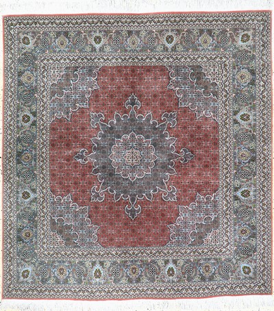 Täbriz fein(50 Raj), Persien, Ende 20.Jhd, Korkwolle mit Seide, ca. 210 x 200 cm, ca. 500.000 Kn/qm, EHZ: 1-2