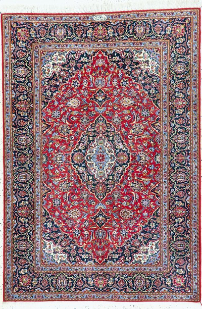 Keschan Kork Persien, signiert"Schadsar", Ende 20.Jhd, Korkwolle auf Baumwolle, ca. 210 x 145 cm, EHZ: 1-2