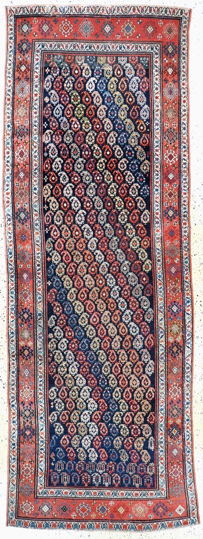 Karabagh Kazak antik, Kaukasus, 19.Jhd, Wolle auf Wolle, ca. 305 x 113 cm, EHZ: 2-3(restauriert)