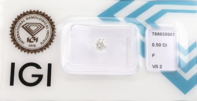 Loser Brillant, 0.50 ct feines Weiß+(F)/vs2, eingeschweißt, IGI-Expertise anbei