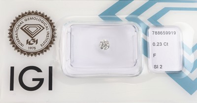 Loser Brillant 0.23 ct feines Weiß+(F)/si2, eingeschweißt, IGI-Expertise anbei