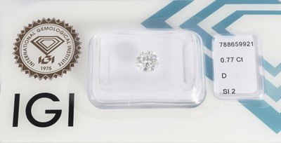 Loser Brillant, 0.77 ct hochfeines Weiß+(D)/si2, eingeschweißt, IGI-Expertise anbei
