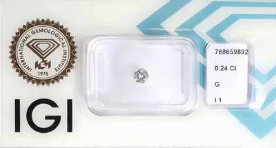 Loser Brillant, 0.24 ct feines Weiß(G)/p1, eingeschweißt, IGI-Expertise anbei