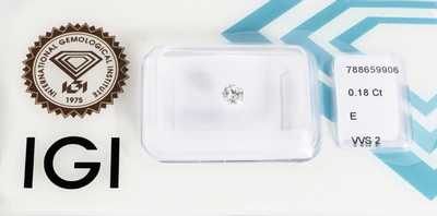 Loser Brillant 0.18 ct hochfeines Weiß(E)/vvs2, eingeschweißt, IGI-Expertise anbei