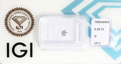 Loser Brillant 0.26 ct hochfeines Weiß+(D)/vs2, eingeschweißt, IGI-Expertise anbei