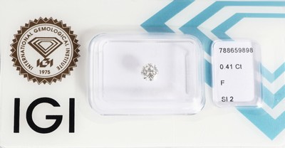 Loser Brillant 0.41 ct feines Weiß(F)+/si2, eingeschweißt, IGI-Expertise anbei