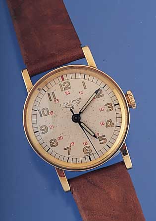 LONGINES Herrenarmbanduhr Modell Railroad, Ref.-Nr. 16992, Schweiz/USA um 1953, GG-filledGeh., Rundform D. 31 mm, Boden u. Glasrand gedr., ...