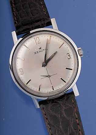 ZENITH Herrenarmbanduhr Modell Waterproof, Ref.-Nr. 333A179, Schweiz, Edelst., Boden ge- schr., vers. Blatt, Orig.-Lederb. m. Edelst.- Stiftschl., ...