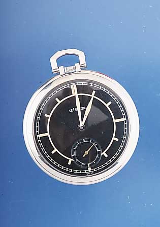 LE COULTRE Herrentaschenuhr Lepine, Ref.-Nr.11794, Schweiz um 1940, Edelst., Boden u. Glasrand gedr., schwarzes Orig.-Kontrastzif- ferbl., kl. ...
