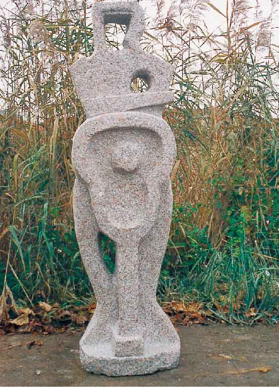 SKULPTUR, GRANIT, 20. JAHRHUNDERT, AUS EINEM STüCK GEHAUEN, H. 189 CM