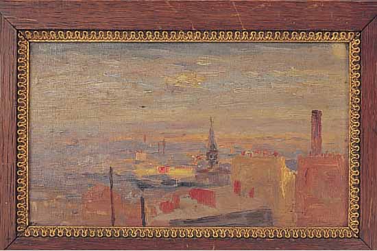 PAVIEL, FRZ. MALER 2. HäLFTE 19. JH., STADTANSICHT VERMUTLICH PARIS, SCHöNE IMPRESS.MALEREI, SIGNIERT UND BEZ., 12.5 X 21 CM, ...