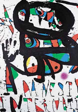 MIRO, JOAN, ZWEI FARBLITHOGRAPHIEN, IM STEIN SIGN., CA. 66 X 48 BZW. 54 X 50 CM