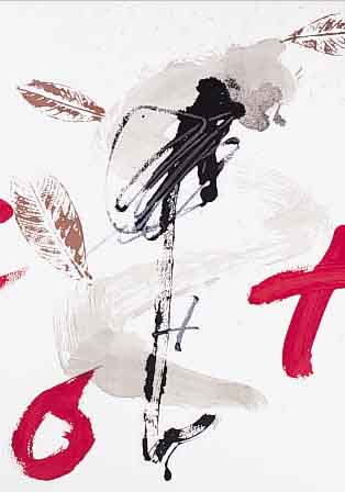 TAPIES, ANTONI, ZWEI FARBLITHOGRAPHIEN, IM STEIN SIGN., CA. 50 X 52 UND 50 X 48 CM
