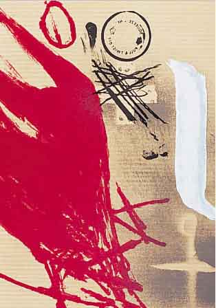 TAPIES, ANTONI, ZWEI FARBLITHOGRAPHIEN, IM STEIN SIGN., CA. 50 X 48 UND 55 X 44 CM