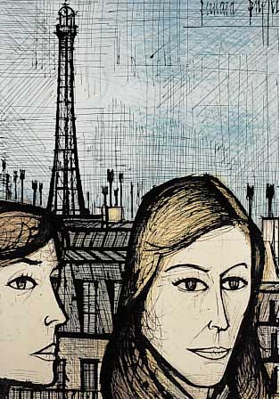 BUFFET, BERNARD, VILLE DE PARIS 1958, FARB- LITHOGRAPHIE, IM STEIN SIGN., CA. 55 X 40 CM