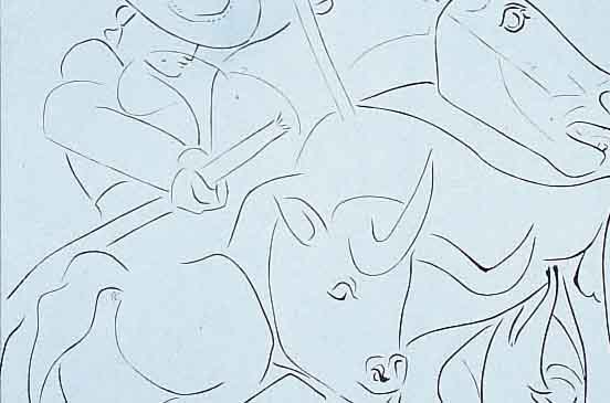 PICASSO, PABLO, VIER LINOLSCHNITTE AUS: PABLO PICASSO LINOGRAVURES, ED. CERCLE D'ART PARIS 1962, JE CA. 33 X 27 CM