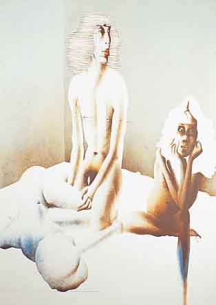 WUNDERLICH, PAUL, A TROIS, FARBLITHOGRAPHIE VON 1973, AUFLAGE 50 EXEMPL., DIESES BEZ. EA, RIVES-BüTTEN, HANDSIGNIERT, CA. 75 X 56 CM
