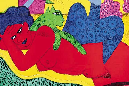 Corneille (Cornelis van Beverloo), La Sensualite du Sensible, Farblithographie, ca. 70 x 55 cm