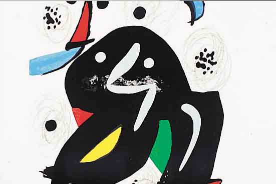 MIRO, JOAN, ZWEI FARBLITHOGRAPHIEN, IM STEIN SIGN., CA. 56 X 47 UND 54 X 50 CM