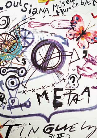 Tinguely, Jean, Farboffset mit kleiner Filzstiftzeichnung, hrsg. vom Louisiana MuseumModerner Art D„nemark 1973, handsigniert und mit ...