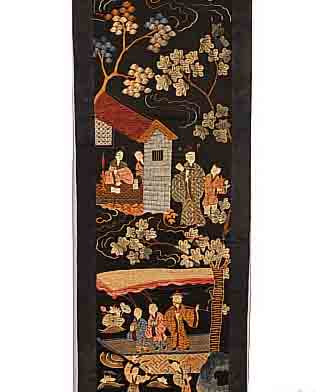 CHINESICHE SEIDENSTICKEREI, 183 X 47CM, EHZ 1, CA.50 JAHRE, WANDBEHANG