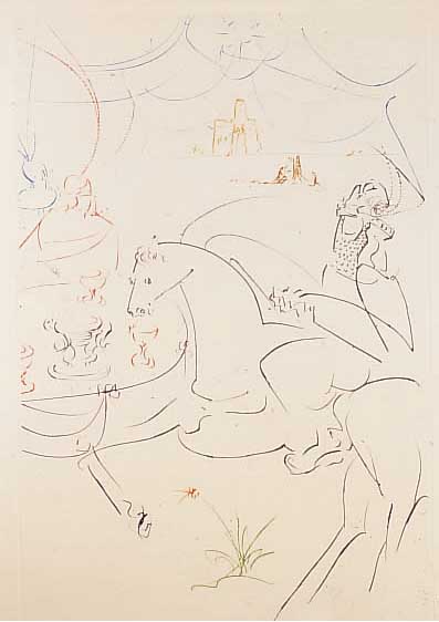 Dali, Salvador, Farb-Kaltnadelradierung, 1975, das Festessen, 186/250 num., handsign., ca. 39,5 x 26,5 cm, unter Glas, Rahmen, Abb. ...