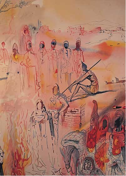 Dali, Salvador, 1904-1989, Tankreds Eid, Farblithographie von 1969 aus: Three Plays by the Marquis de Sade, handsigniert, num. LVII/XC, ca. ...
