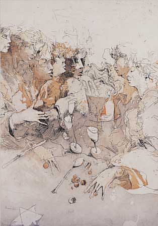 G”rg, Jrgen, S.Goldenberg und Schmuyle, ausMussorgsky, Bilder einer Ausstellung, Farb- aquatintaradierung, handsign. und num. XV/XV, ca. 39 x ...