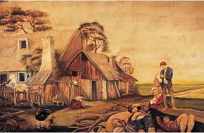 ALTMANN, WOHL DT. KüNSTLER, ENDE 19. JH., BAUERNHAUS MIT REICHER PERSONENSTAFFAGE, SIGNIERT, UND DAT. 1879?, ÖL/LWD., 81 X 120 CM, ...