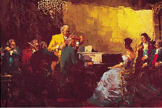 Hoppmann, Hein, Aachener Maler, Das Haus- konzert, Öl/Lwd, li. u. sign., ca. 60 x 80 cm,R.
