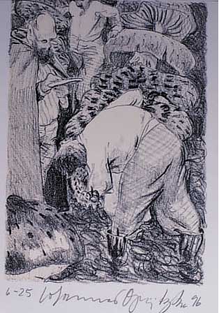 Grützke, Johannes, Deckblatt und eine Lithographie aus "Der Frauentunnel", Berlin 1996, handsigniert, Deckblatt mit Widmung, ...