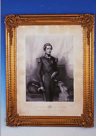 PAAR LITHOGRAPHIEN NACH MARIE HENRIETTE, UM 1830/40, DUCHESSE DE BRABANT UND DUC DE BRABANT, UNTER GLAS, SEHR SCHöNE PRUNKRAHMEN AUS DEM 19. ...