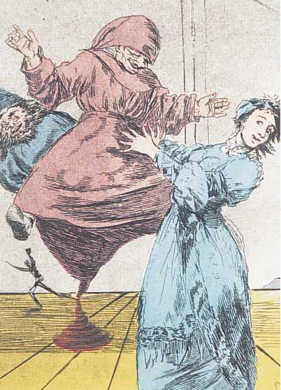 DALI, SALVADOR, 1904-1989, KALTNADELRADIE- RUNG AUF HELIOGRAVURE, MIT POCHOIR, BLATT 74 AUS LOS CAPRICES DE GOYA DE DALI, 1977, NUM. 91/200, CA. ...