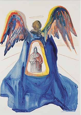 DALI, SALVADOR, 1904-1989, DER GELäUTERTE DATE, FARBHOLZSCHNITT AUS DER GöTTLICHEN KOM- MöDIE, ED. LES HEURES CLAIRES, PARIS 1960, CA. 25,5 ...