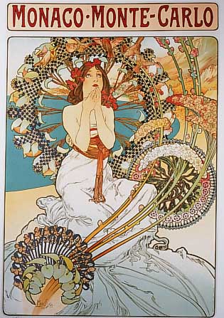Mucha, Alphone, 1860-1939, Monaco/Monte Carlo, Farblithographie, Ed. Galerie du Centre1986, limit. Auflage, hier 267/350, handsign. von Jiri ...